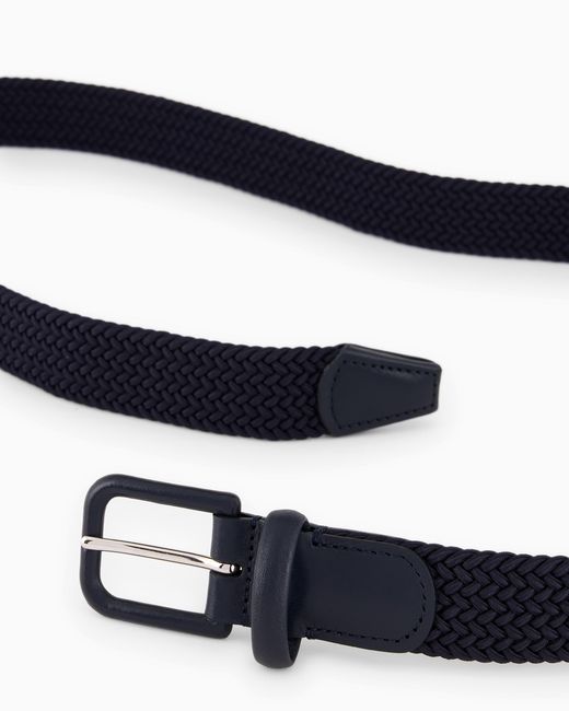 Giorgio Armani White Woven Webbing And Leather Belt for men