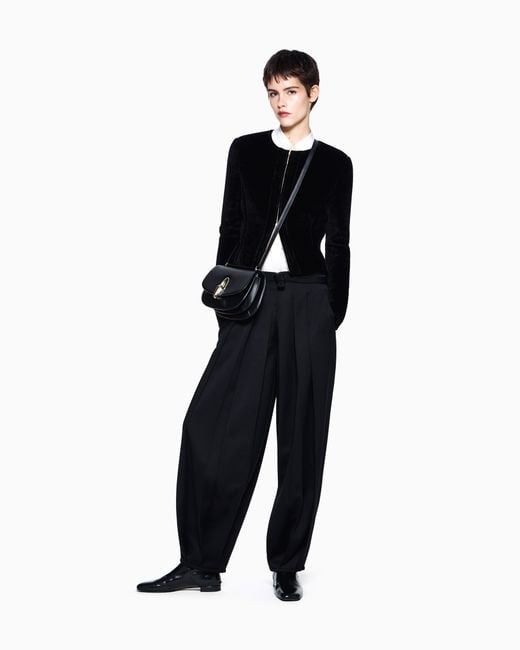 Giorgio Armani Blue Trousers Regular Fit Pleated