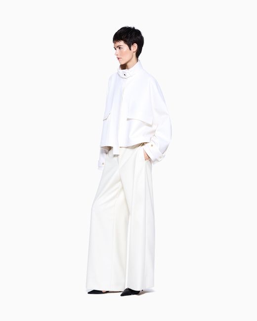 Giorgio Armani White Virgin Wool Pea Coat