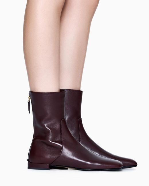 Giorgio Armani Purple Leather Ankle Boots