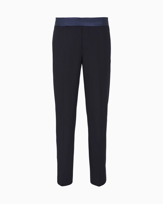 Giorgio Armani Blue Wool Crêpe Tuxedo Trousers for men