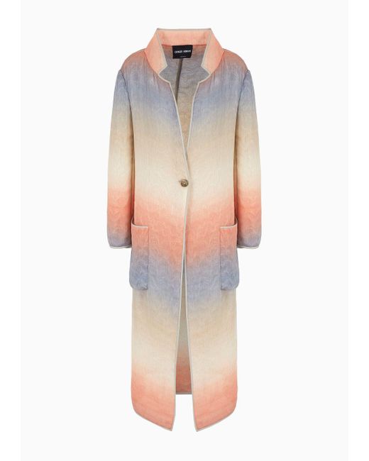Giorgio Armani Multicolor Langer Leichter Mantel Aus Einer Seidenmischung Mit Degradé-effekt