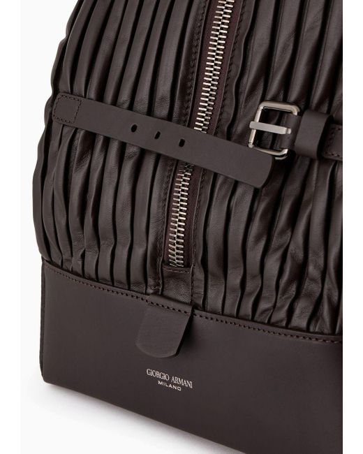 Giorgio Armani Black Pleated Nappa-leather Duffel Bag for men