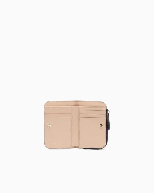 Giorgio Armani Gray Pebbled Bifold Wallet With A Zip Pocket