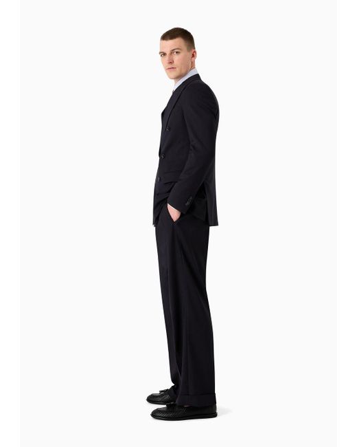 Giorgio Armani Black Virgin-wool Double-breasted Royal Line Suit for men
