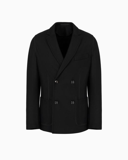 Veste Croisée Icon En Interlock De Cachemire Foulé Giorgio Armani pour homme en coloris Black