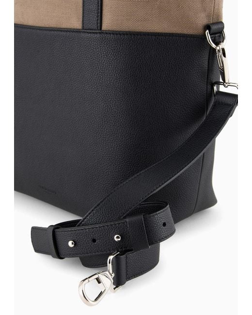 Giorgio Armani Black Canvas And Leather Shopper Bag for men