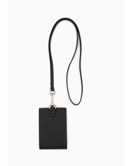 Giorgio Armani White Smooth Leather Card Holder for men