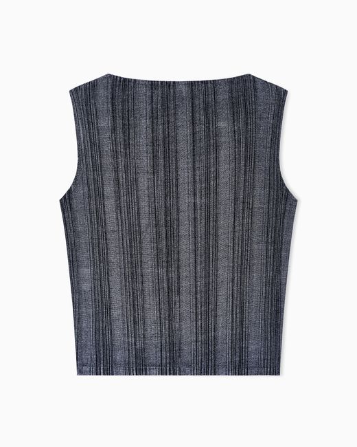 Giorgio Armani Blue Two-Tone Pleated Jersey Top