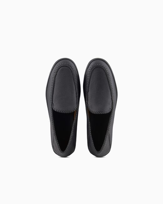 Giorgio Armani White Galleria 3 Deerskin Slip-Ons With Threading for men