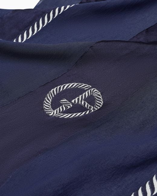 Giorgio Armani Blue Silk-Blend Jacquard Stole for men