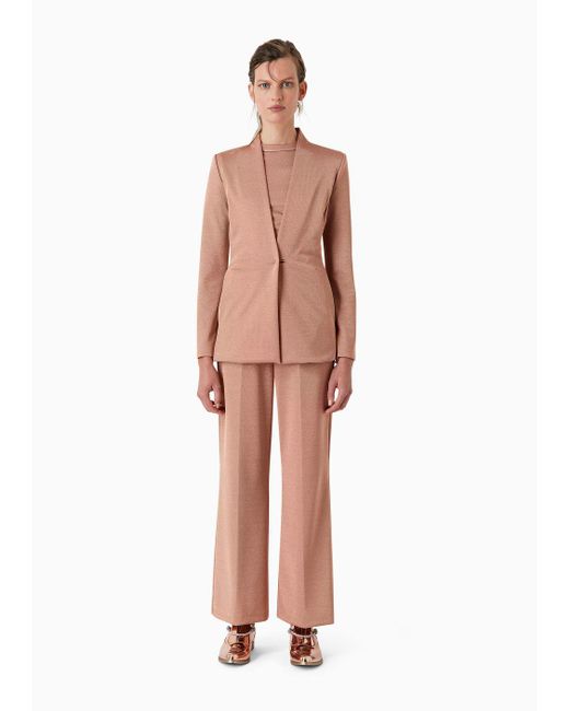 Giorgio Armani Pink Flat-front, Viscose Bonded Jersey Trousers