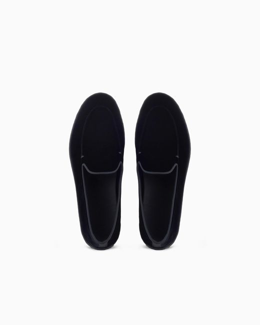 Giorgio Armani White Velvet Slip On Shoes With A Flexible Rubber Sole for men