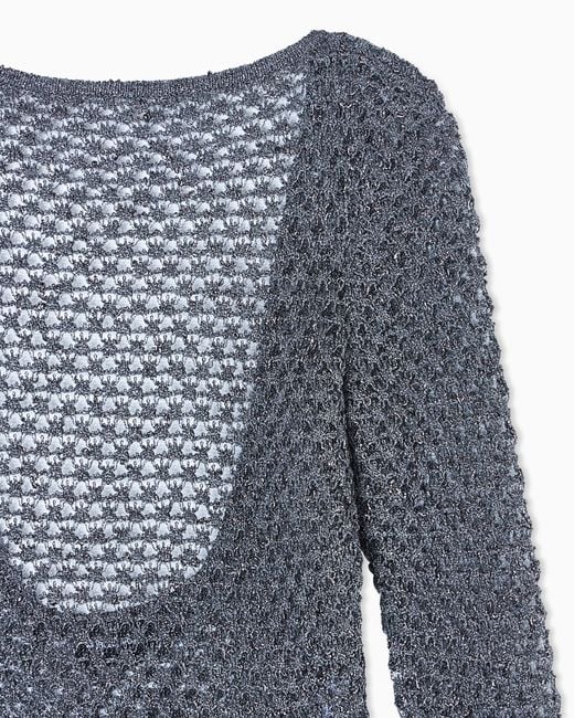 Giorgio Armani Blue Viscose And Metallic Mesh Jumper