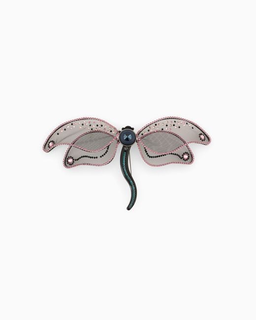 Giorgio Armani White Dragonfly-Shaped Brooch