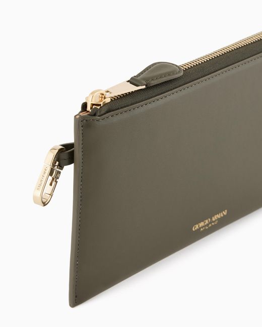 Giorgio Armani Gray Leather Wrap-Around Zip Wallet