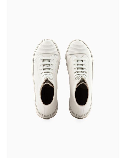 Giorgio Armani White High-top Nappa-leather Sneakers
