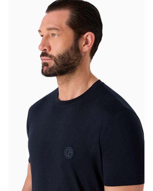 Giorgio Armani T-shirt Mit Kurzen Ärmeln Aus Pima-baumwolljersey in Blue für Herren