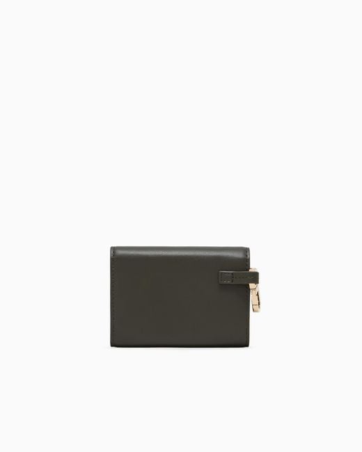 Giorgio Armani Gray Leather Mini Trifold Wallet