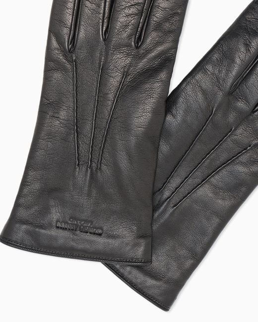 Giorgio Armani Black Nappa-Leather Gloves for men