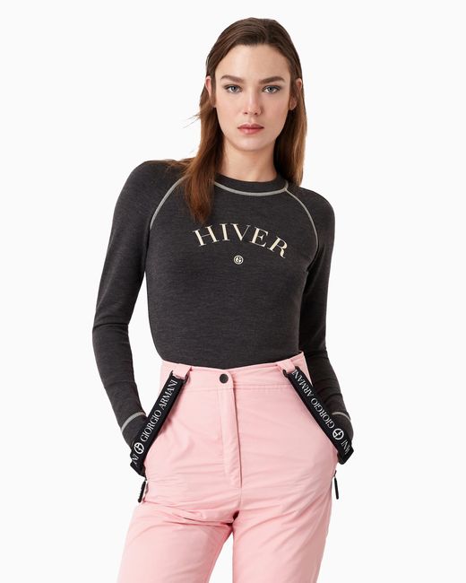 Giorgio Armani Black Neve Double-Wool And Nylon Jersey Crew-Neck Jumper