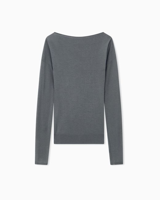 Giorgio Armani Gray Sweater Seamless Cashmere Round Neck Long Sleeve