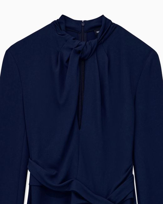 Giorgio Armani Blue Long-Sleeved Dress