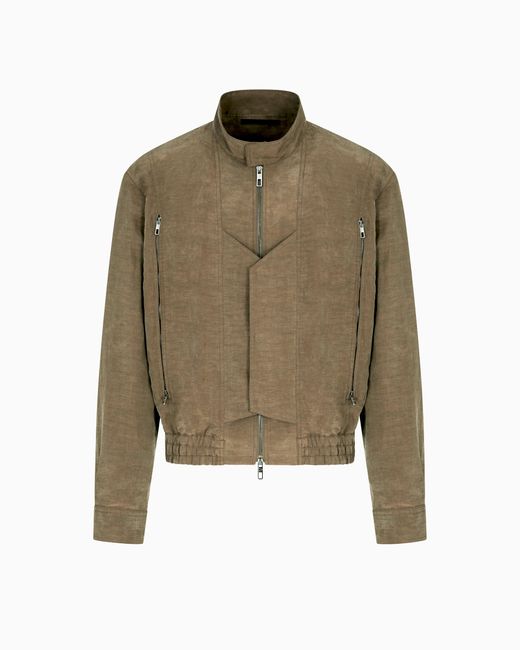 Giorgio Armani Green Linen And Lyocell Blouson for men