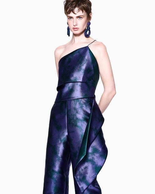 Giorgio Armani Blue One-Shoulder Jumpsuit