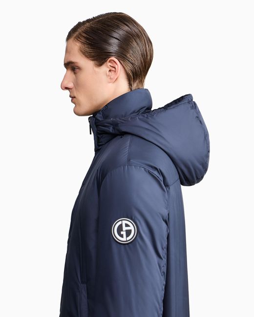Giorgio Armani Blue Hooded Blouson With Goose-Down Padding for men