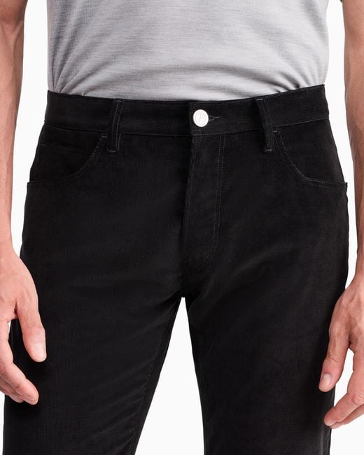 Giorgio Armani Blue Five-Pocket Corduroy Trousers for men