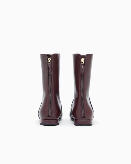 Giorgio Armani Purple Leather Ankle Boots