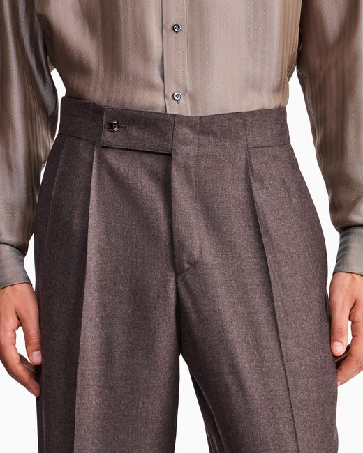 Giorgio Armani Brown Oversized Double Pleat Trousers for men