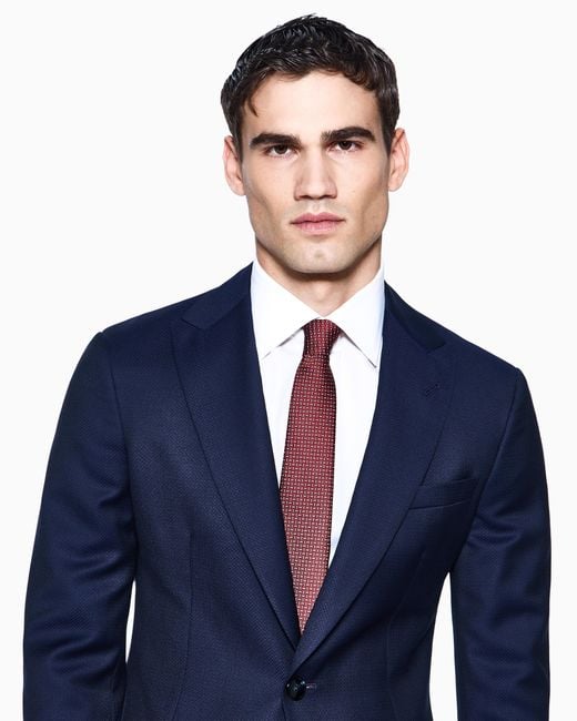 Giorgio Armani White Silk Tie With Geometric Jacquard Motif for men