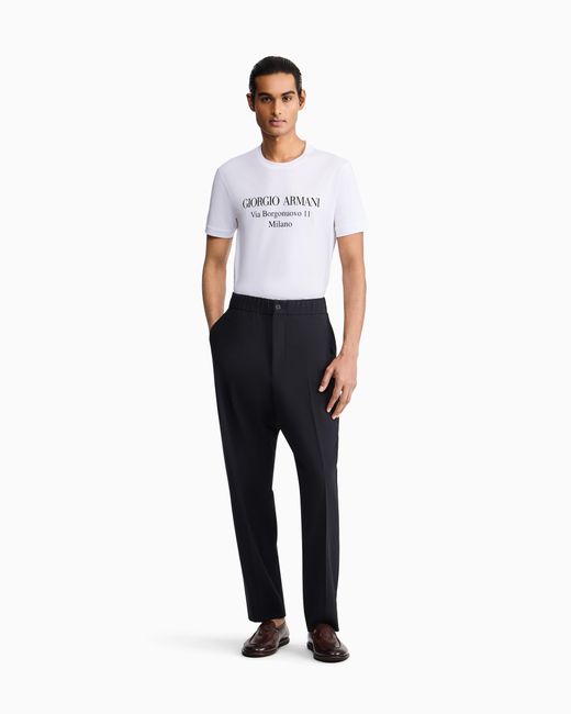 Giorgio Armani Black Single-Pleat, Pure Virgin Wool Crêpe Trousers for men