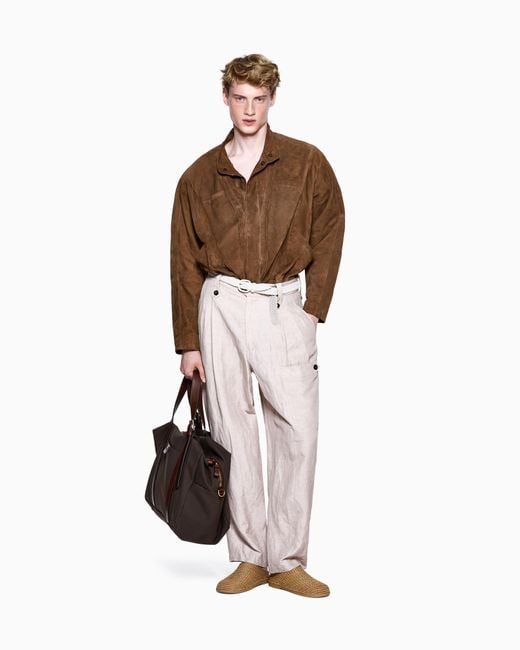 Giorgio Armani Brown Suede-Lambskin Jacket for men