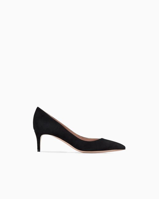 Giorgio Armani White Suede Court Shoes With Asymmetric Top Line