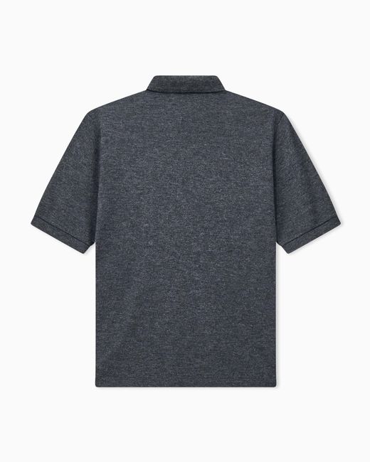 Giorgio Armani Blue Polo Shirt Cashmere Pure Interlock for men