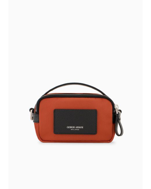 Giorgio Armani Crossbody Bag Im Mini-format Aus Nylon Und Leder in Orange für Herren