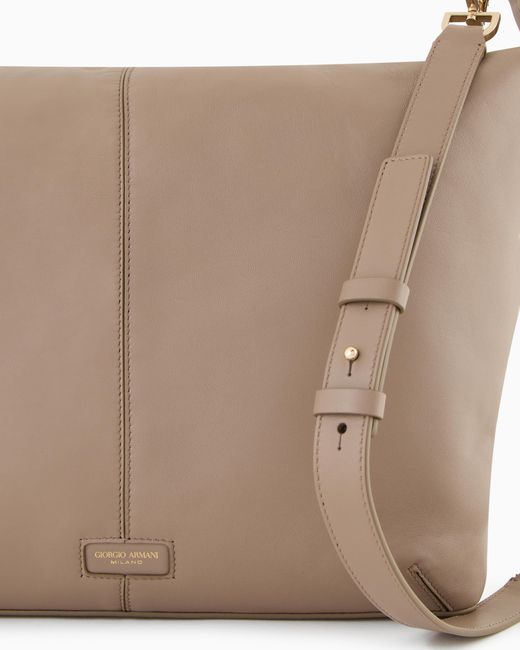 Giorgio Armani Brown Große Hobo Bag Asv La Prima Soft Aus Nappa