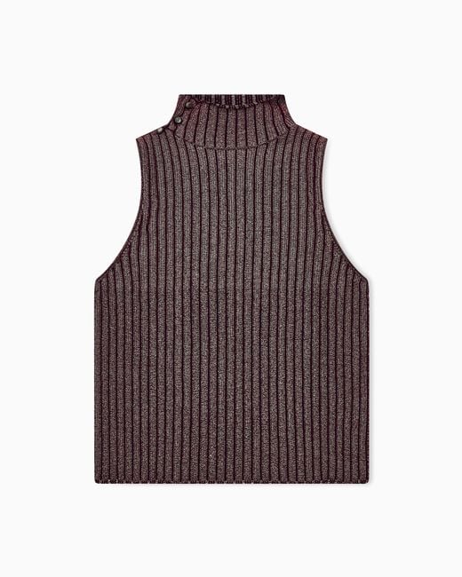 Giorgio Armani Brown Knit Top Sleeveless Turtleneck