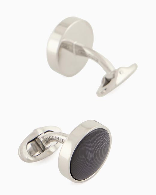 Giorgio Armani Blue Sterling And Mother Of Pearl Round Cufflinks for men