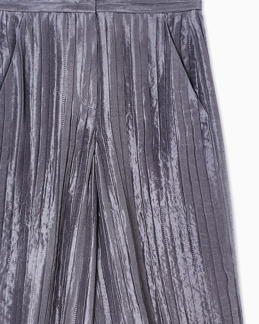 Giorgio Armani Blue Wide Pleated Silk Trousers