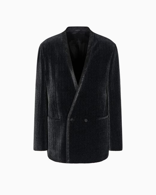 Veste De Smoking Croisée Giorgio's En Velours Imprimé Chevron Giorgio Armani pour homme en coloris Black