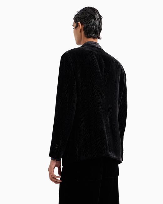 Veste De Smoking À Simple Boutonnage En Velours Imprimé Chevron Giorgio's Giorgio Armani pour homme en coloris Black