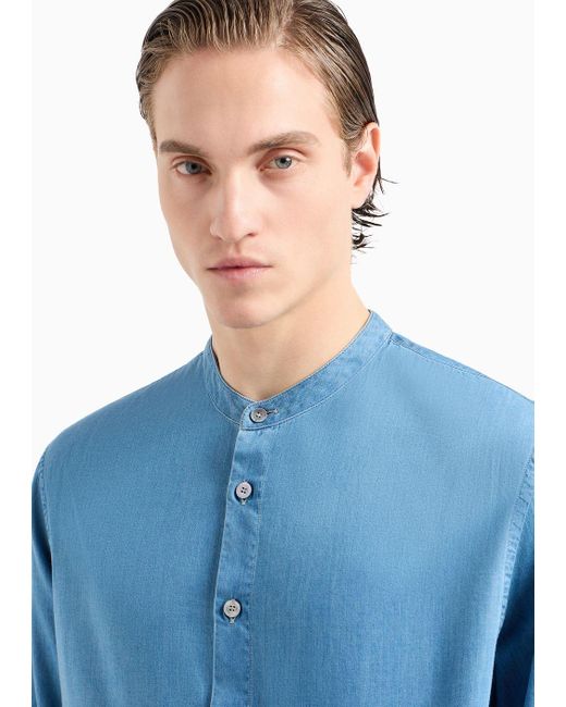 Giorgio Armani Denim Collection Hemd Aus Baumwolldenim in Blue für Herren