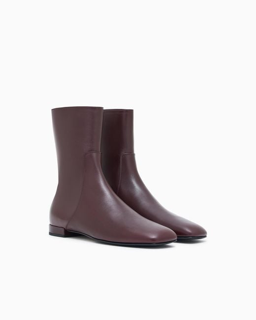 Giorgio Armani Purple Leather Ankle Boots