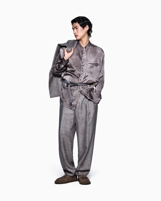 Giorgio Armani Purple Silk Shirt for men
