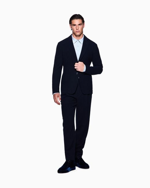 Giorgio Armani Blue Long-Sleeved Polo Shirt for men