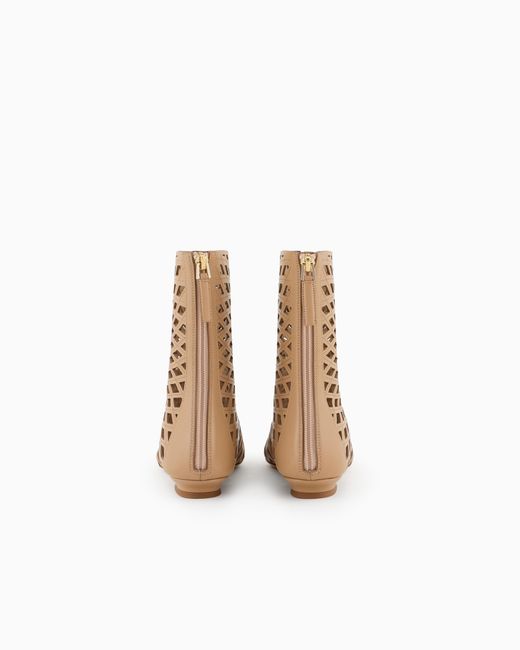 Giorgio Armani White Leather Ankle Boots